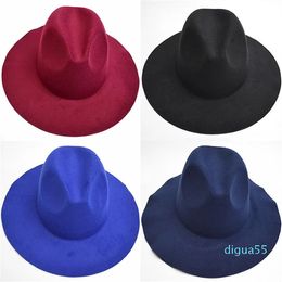 Women Wool Felt Fedora Hats Soft Fashion Ladies Wide Brim Hats Female British Style Retro Top Hat Spring Winter