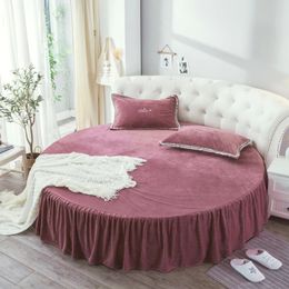 Bedding sets Coral velvet round bed simple Colour velvet round sheet diameter 200cm-220cm flannel sheet without pillowcase winter 231116