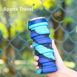 water bottle Foldable Sile Water Cup Outdoor Cycling Mountaineering High Temperature Resistant Retractable Sports Water Bottle P230324