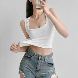 Women's Tanks Bra Tank Top For Women Stretchable Crop Camisole Tube Singlet Sando Vest Square Neck Sleeveless Sexy Casual