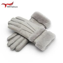 Five Fingers Gloves Top Quality Genuine Leather Warm Fur Glove For Women Thermal Winter Fashion Sheepskin Ourdoor Thick Five Finger Gloves G5 231116
