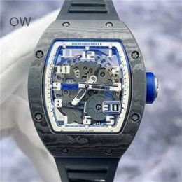 Automatic Mechanical Swiss Richardmill Watch Wristwatches Movement Watches Muller RM029 black NTPT material hollowed out dial with white and blue color matc WNSXU