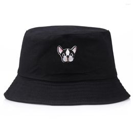 Berets Cute Puppy Embroidered Fisherman Bucket Hats Spring Summer Personality Basin Dog HatOutdoor Travel Sunshade Beach Hat