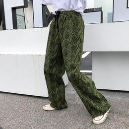 Womens Pants Capris Cool Street crowd Snake Print stretch high waist straight trousers hiphop mens and womens slacks BF pant 231116