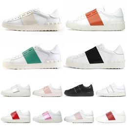 top quality aaa+ designer shoes casual shoes mens shoes Leather Spikes pink red green whit black Plate-forme dress shoes open sneakers womens