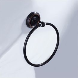 Black Towel Rings Brass Round Towel Hand Holders Wall Mounted Antique Vintage Towels Ring Creative Bathroom Accessories Bronze206O
