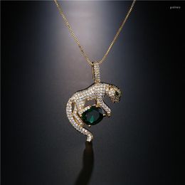 Chains Retro Domineering Leopard Pendant Necklace Plated With 18K Gold Zircon Jewelry Is In Europe And America