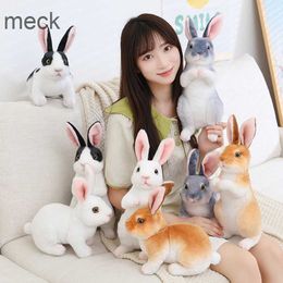 Stuffed Plush Animals Simulation Cute Rabbit Plush Fur Realistic Kawaii Animal Easter Bunny Rabbit Toy Model Gift Home Decoration