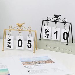 Calendar Standing Perpetual Metal Gold Desk Flip For Daily Weekly Monthly Planner Vintage Home 231116