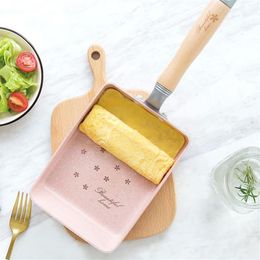 Pans Non Stick Frying Pan Japanese Tamagoyaki Omelettes Aluminium Alloy Egg Pancake Maker Pink Sakura Pattern Kitchen Cookware206u