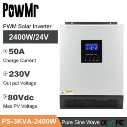 2400W 24V Off-Grid Solar Inverter with PWM 50A Solar Charger DC 24V 230V 110VAC Out-put Max PV 80Vdc For Solar Panels System