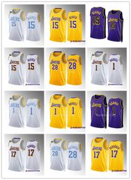 Maglie da basket Dennis Schroder # 17 D'angelo Russell # 1 Rui Hachimura Austin Reaves # 15 2022-23 Los Angeles''Lakers''Men Jersey