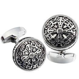 Cuff Links HAWSON Vintage Cufflinks Imitation Rhodium Round Hollow for Mens Wedding Fashion Jewellery Gift 231117