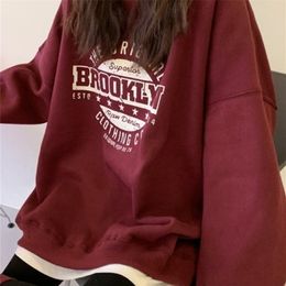 Men's Hoodies Sweatshirts Deeptown Harajuku Grey Women Hip Hop Letter Print Oversized Loose Crewneck Pullover Tops Korean Streetwear 231116