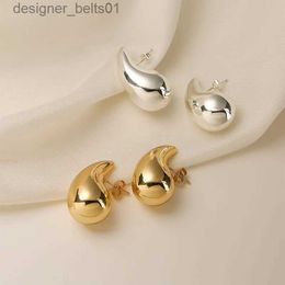 Stud Skyrim Stainless Steel Thick Teardrop Stud Earring Gold Color Chunky Dome Ear Studs for Women Girls Trendy Jewelry Wedding GiftL231117