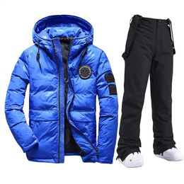 Skiing Suits Ski Suit Men Winter Waterproof Thicken Warm Hooded Windproof Raincoat Snow Pants Outdoor Snowboard Wear Set Male Skiing Overalls 231116