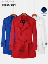 Men's Trench Coats Medium and long trench coat men's double breasted windbreaker detachable thickened down liner custom red fashion coat men Q231118