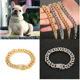 Dog Collars Leashes Pet Cat Collar Jewelry Stainless Steel With Diamond Pitbull Personalised Dogs Accessories9394189
