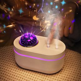 Other Home Garden Colourful Romantic Projection Lamp Air Humidifier USB Charging Dual Nozzle Ultrasonic Cool Aromatherapy Water Essential Oil Diffu 231116