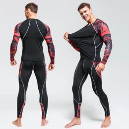 Other Sporting Goods High Quality Men's Thermal Underwear Set Gym Quickdrying Tights Riding Clothes Warm Ski Sport suit 4XL 231116