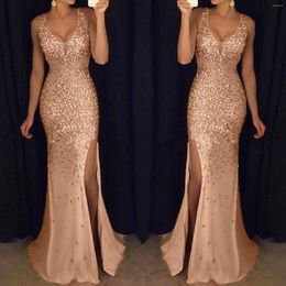 Women's Sleepwear Women Gown Sequin Party Sexy Ball Neck Prom Dress Gold Long Bridesmaid V Evening Swing Casual Cute Maxi Dresses For