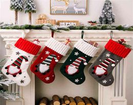 Christmas Decorations Christmas Stockings Socks with Snowman Santa Elk Bear Decor Xmas Candy Gift Treat Bag Fireplace Xmas Tree De4597370