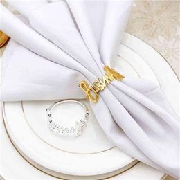 6 PCS English letter Bismillah napkin ring el restaurant family tabletop ornaments spot 210706304S