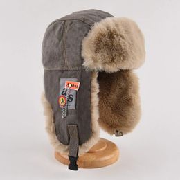 BeanieSkull Caps Warm Bomber Hat Men Women Thick Russian Ushanka Fur Fashion Male Female Winter Black Grey Earflap Ski Cap 231117