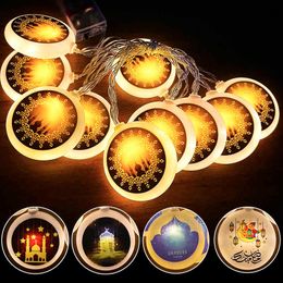 LED Strings 2m 10Led Eid Mubarak Led Light String Star Moon Night Light Islamic Muslim Festival Decorations Home Ramadan Kareem Ornament P230414