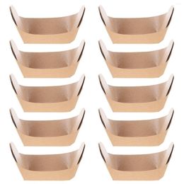 Gift Wrap 100 Pcs Food Serving Boats Taco Holder Stand Trays Snack Container Paper Boat Box Take Out