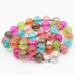 Chains 10mm Round Multicolor Watermelon Tourmaline Necklace Natural Stone Steering Wheel Clasp Accessory Neckwear Jewellery Making Design