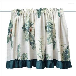 Curtain Plant Print Half Curtains Short Rod Pocket For Living Room Bedroom Small Window Kitchen Valance Cafe Door Drapes Decor