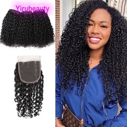 Brazilian Pixie Curly Funmi Hair 3 Bundles With 4X4 Lace Closure Free Part 100% Human Hair Natural Colour 4 PCS/lot