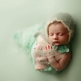 Blankets & Swaddling Born Pography Props Fairy Three-dimensional Flower Pearl Gauze Baby Wraps Po Background
