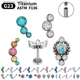 Stud G23 Titanium Stud Earrings16G Piercing Set Ear Tragus Cartilage Zircon Opal Body Jewellery Helix Daith Lip Lobe Pin WholesaleL231117