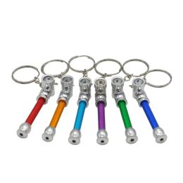 New Metal Pipe Keychain Aluminium Alloy High Quality Mini Smoking Pipe Tube Portable Unique Design Easy Carry Clean Hot Sale LL