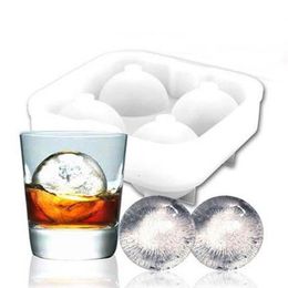 High quality Ice Balls Maker Utensils Gadgets Mould 4 Cell Whiskey Cocktail Premium Round Spheres Bar Kitchen Party Tools Tray Cube242t
