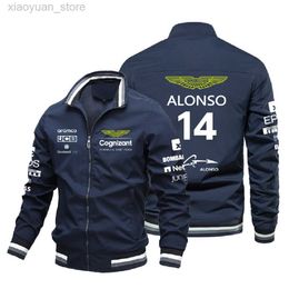 Jackets masculinos Aston Martin F1 Jaqueta 2023 14 Fernando Alonso Jack Van F1 Fórmula 1 Terno de corrida Motocicleta Jaqueta uniforme