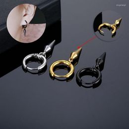 Hoop Earrings 1 PC Punk Geometric Rivet Men Hip Hop Jewellery Stainless Steel Spike Circle Huggies295d
