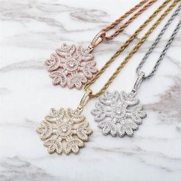 Hip Hop Micro Paved CZ Stones Bling Iced Out Snowflake Pendants Necklaces for Men Women Charm Rapper Jewellery Gifts247d