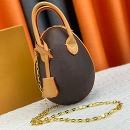 Egg Shoulder Bag Handbag Purse Tote Bags Classic Letter Print Old Flower Leather Portable Removable Chain Genuine Leather Zipper Open Clutch cross body bag