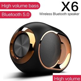 Portable Speakers X6 Bluetooth Soundbar Tws With Fm Subwoofer Wireless Loudspeakers Hifi Soundbox Waterproof Outdoor Speakerset Adapte Dh4Xu