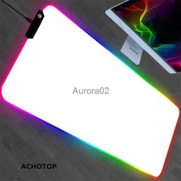 Mouse Pads Wrist Rests All White Large Size Mouse Pad RGB Glow Personality Picture Custom Pink PC Table Mat XL DIY Carpet Mat Game Player Dedicated LED YQ231117