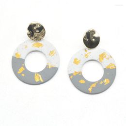 Dangle Earrings Trending Colourful Round Shape Ceramic Ceram Clay Stud Drop