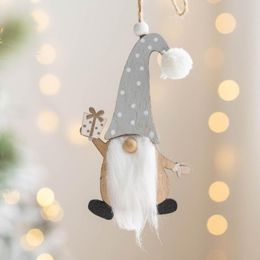 Decorative Figurines Christmas Tree Hanging Ornaments Decorations Wooden Pendant For Easter Garland With Lights