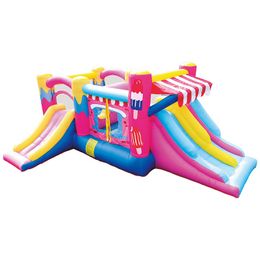 Business Start Ice Cream Boucer Slide Combo Inflatable Jumping Toys for Kids Outdoor Play Fun in Garden Gifts Double Slides Blow Up Castle with Blower Rock Climbing