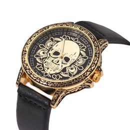 Wristwatches Reloj Hombre Gold Skull Mens Fashion Business Watches Men Sports Stainless Steel Quartz Watch Man Date Clock Relogio Masculino