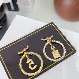 Fashion Brand Dangle Earring Diamond Double Letter Brass Material Personality Earrings Women Wedding Party Designer Jewelry High Quality A907