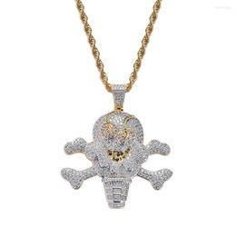 Pendant Necklaces Hip Hop Jewellery 18k Gold Plated Zirconia Simulated Diamond Iced Out Chain Pirate Cream Necklace For Men Charm Gi311I