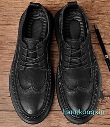 Dress Shoes Men's Handmade Brogue Cowhide Vintage British Business Casual Leather